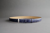 Made-To-Measure Handmade Belt In Bleu Marine Crocodile Leather
