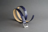 Made-To-Measure Handmade Belt In Bleu Marine Crocodile Leather