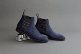 ZeroThreeThree.Warhol Blue Suede Chelsea Boots