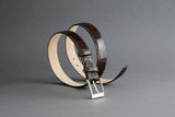 Made-to-Measure Handmade Belt In Mahogany Crocodile Leather