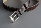 Made-to-Measure Handmade Belt In Mahogany Crocodile Leather
