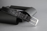 Made-To-Measure Handmade Belt In Black Crocodile Leather