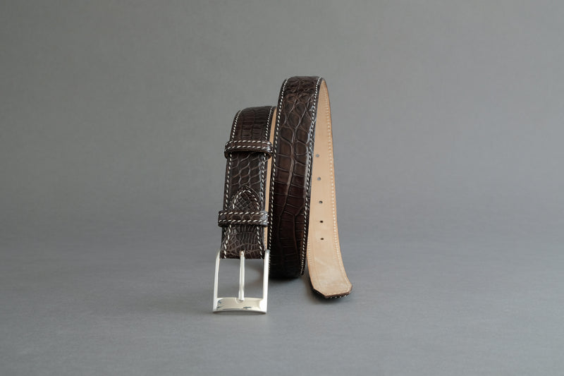 Made-To-Measure Handmade Belt In Bleu Marine Crocodile Leather – Zonkey Boot