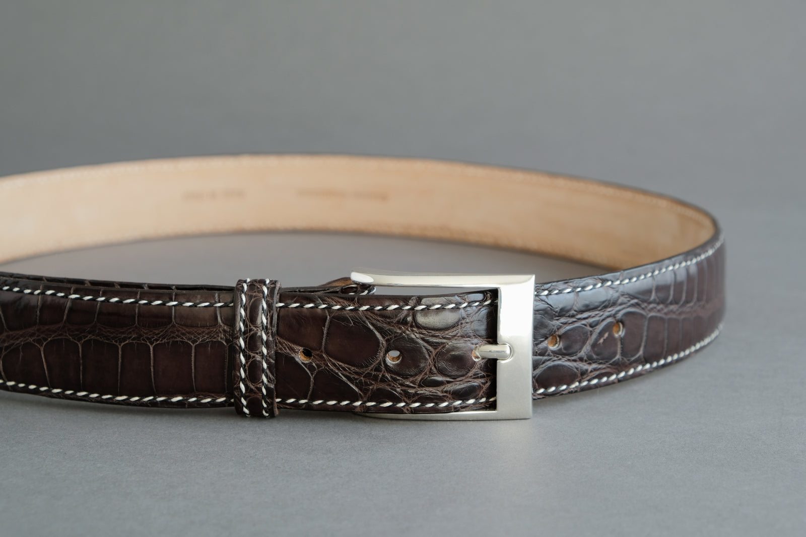 Made-To-Measure Handmade Belt In Warm Umber Crocodile Leather