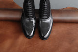 OneSevenOne.Balmoral I Black Balmoral Boots from Calf Leather and Suede
