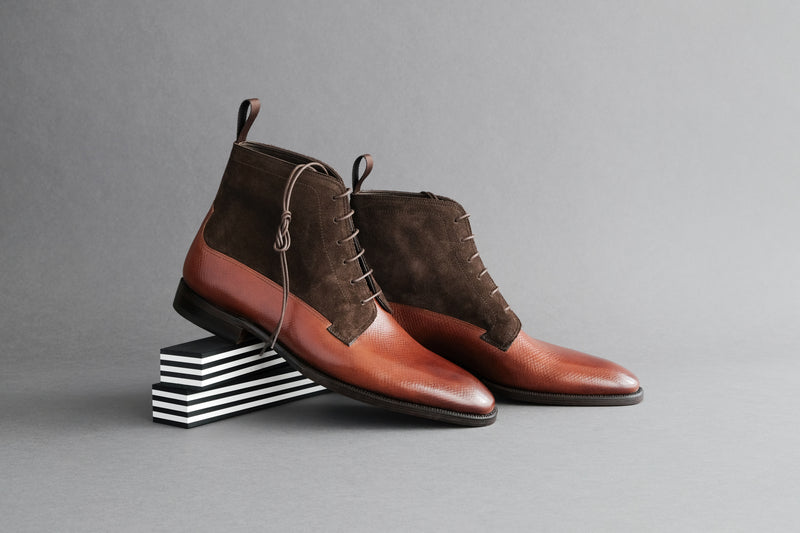 OneFourTwo.Cole Derby Boots from Russian Calf and Suede