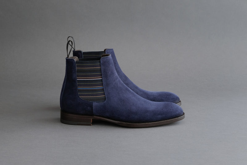 ZeroThreeThree.Warhol Blue Suede Chelsea Boots